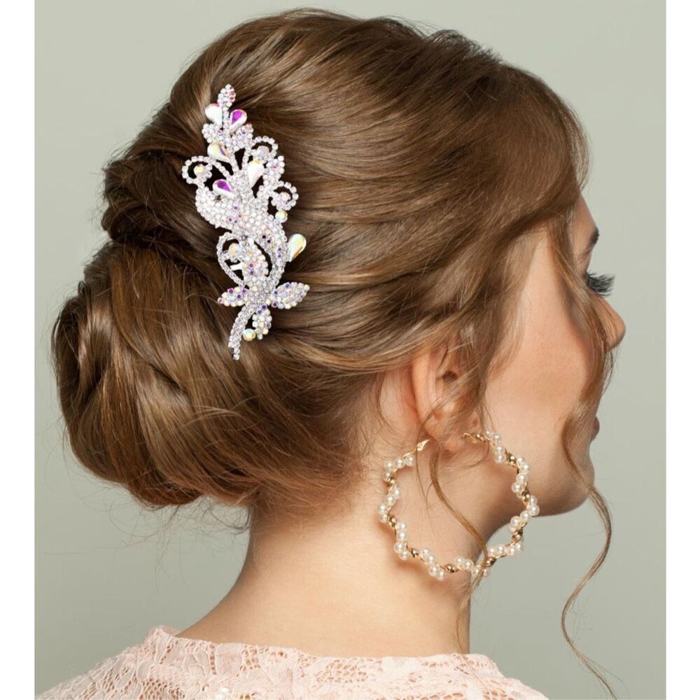 Christina Collection Aurora Borealis ornate hair comb.wedding prom special event